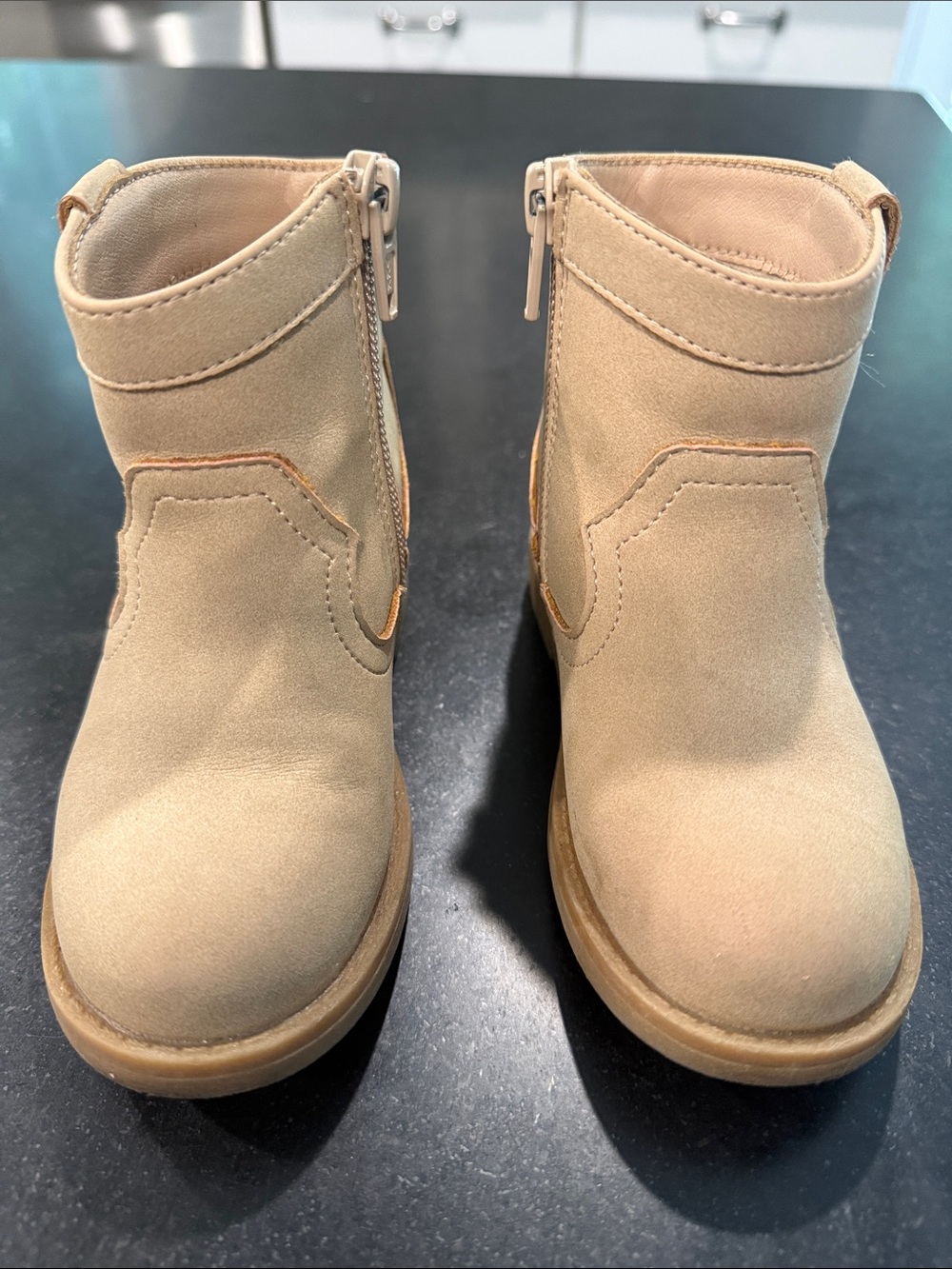 GAP Kids Tan Suede-Look Zip Booties